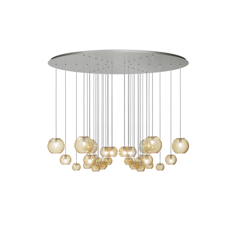 Oto Suspension Cha Smoky Striped Satin Nickel G9 Ul, Amber Striped, Satin Nickel