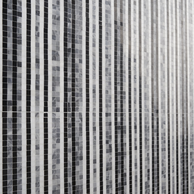 Minute 12" x 12" Marble Grid Wall & Floor Tile, Night Black