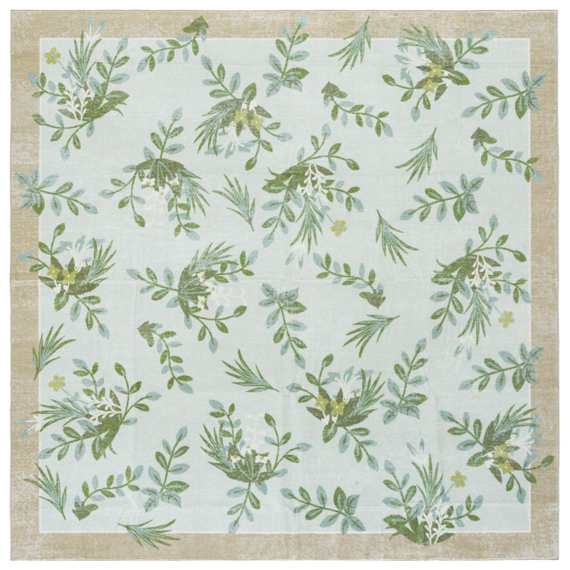 Tapis à motif floral lavable à la machine à hauteur de performance de 190 cm MSRW, Carré 6 pi