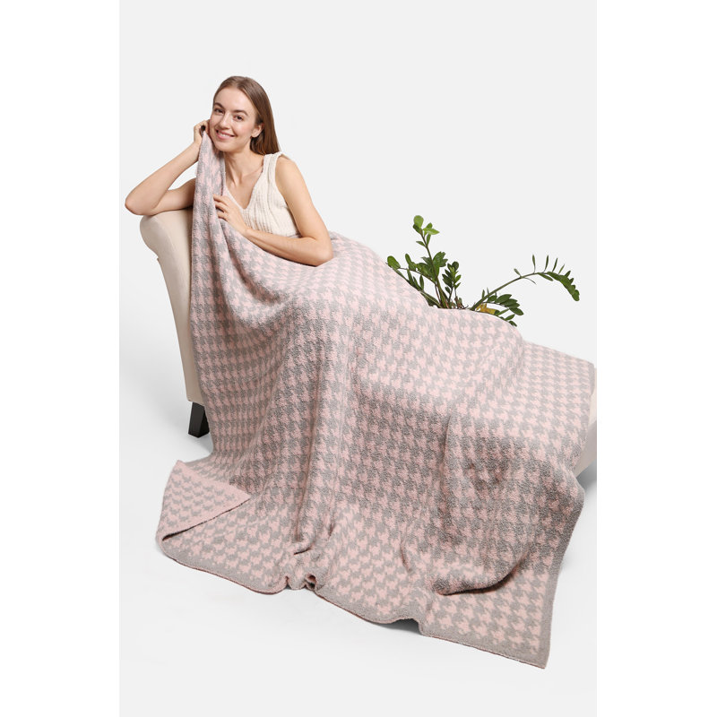 Coussin Houndstooth Luxury Luxury 2 en 1 - Rose / Gris