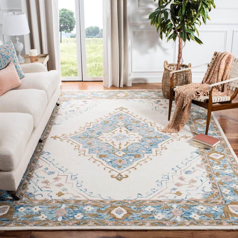 Tapis oriental en laine indien touffeté à la main Bridgham, Rectangle 4 pi x 6 pi
