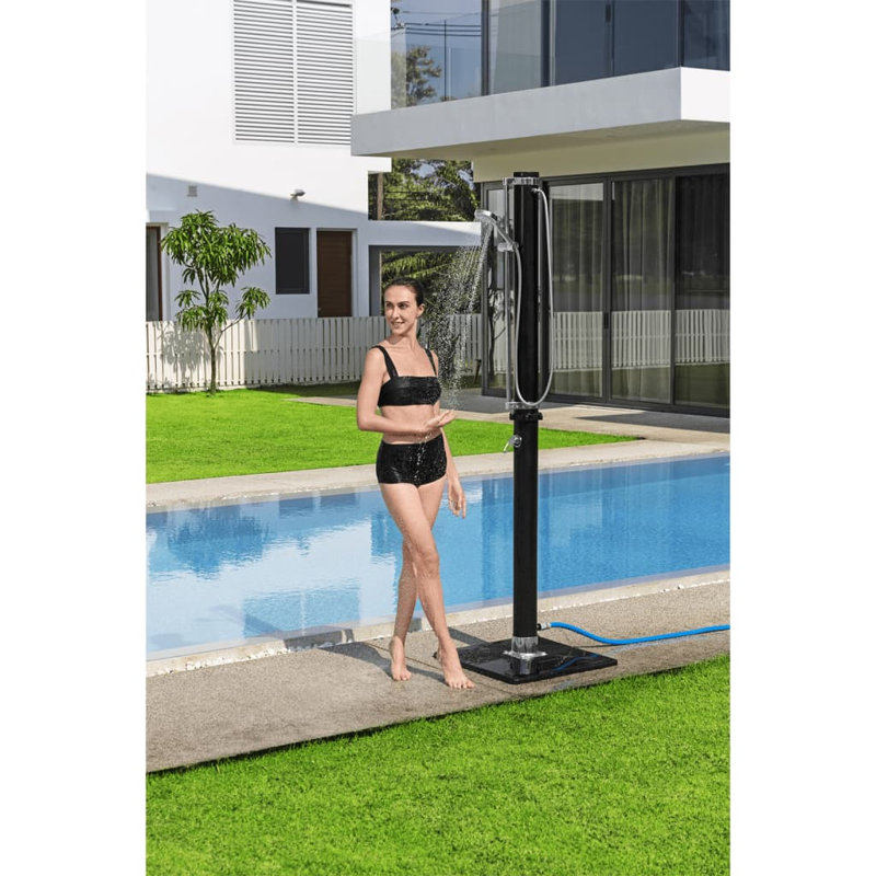 218cm H Solar Powered Temperature Controlled Steel Freestanding Outdoor Shower and Footwash Spout, 5.2 qt.