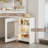 Modern Corner Vanity Set with Lighted Mirror and Outlets, Fluted Makeup Vanity Desk with Large Storage Cabinets-698681384