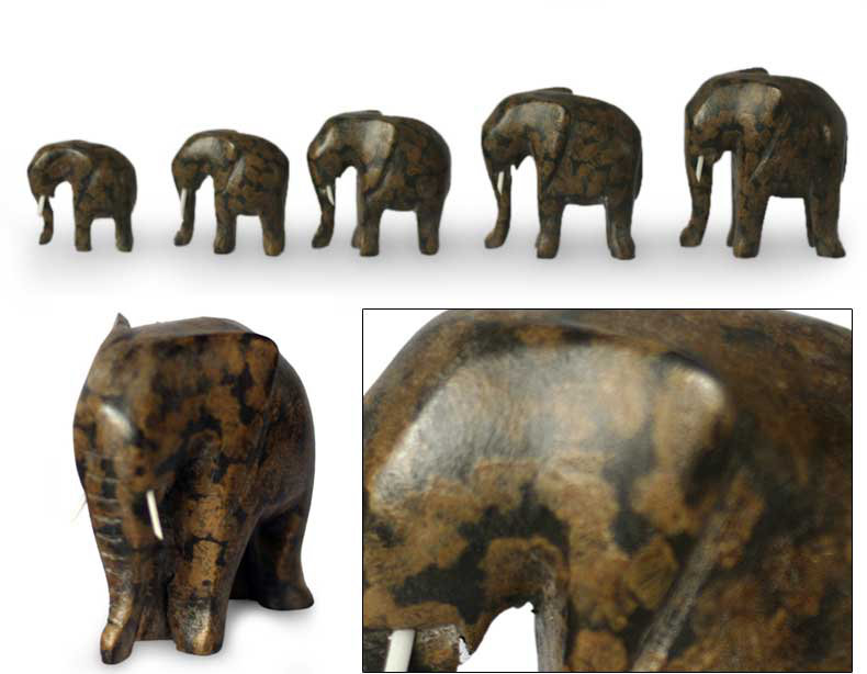 Ensemble de 5 figurines d'éléphants d'Afrique Holmquist