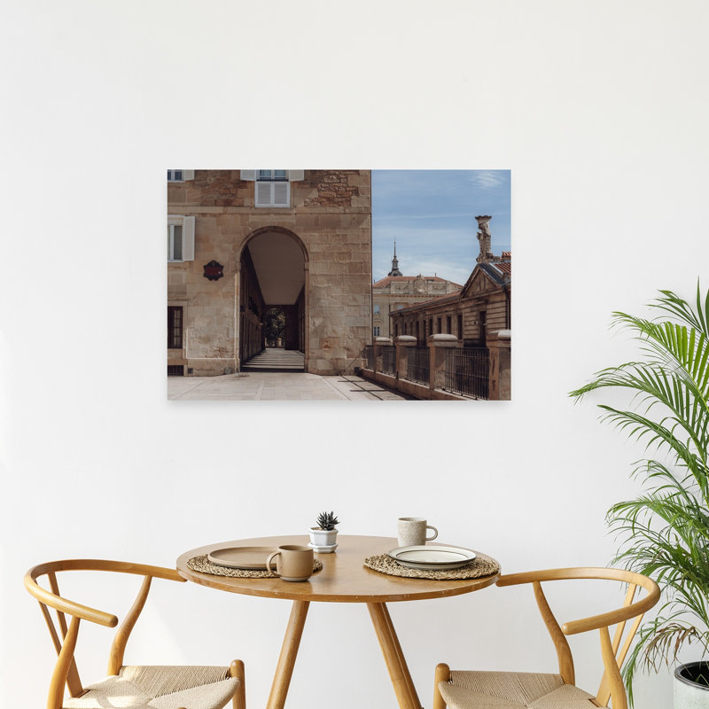 Archway Leading Through The Old Town In Sand A Sky, Vitoria-Gasteiz, Spain Contemporary Architecture Wall Art Print 1 Piece Wrapped Canvas Wall Art