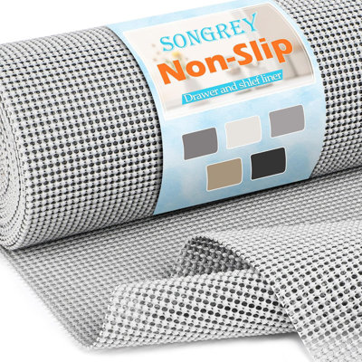 Non-Adhesive Drawer And Shelf Liner, Non Slip Cabinet Liners, Protect Kitchen Cupboard, Bathroom Drawers, Breathable, Thick Strong Grip Mat (12IN X 20FT, Beige)