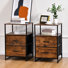 Kindall Industrial Rustic End Table Nightstand With Two Drawers And Open Shelf