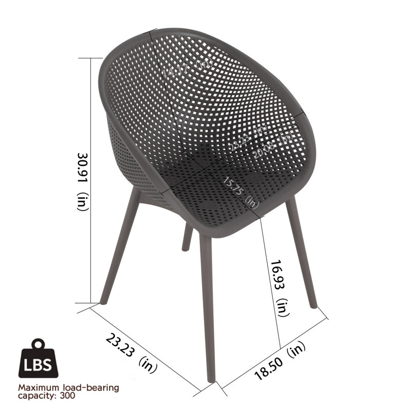 Ensemble de 2 chaises longues modernes gris chaud / intérieur en plastique PP résistant aux intempéries avec longue table blanche moderne de 55 pouces - intérieur / extérieur - plateau de table en PP léger avec métal