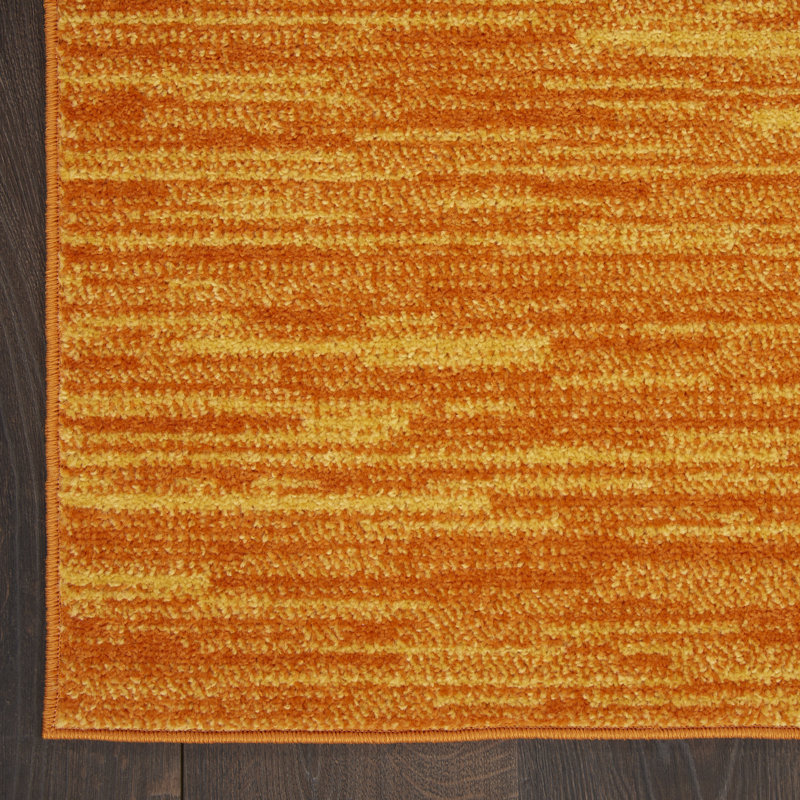 Tapis orange moderne bohème Yolonda, Rectangle de 10 pi x 14 pi