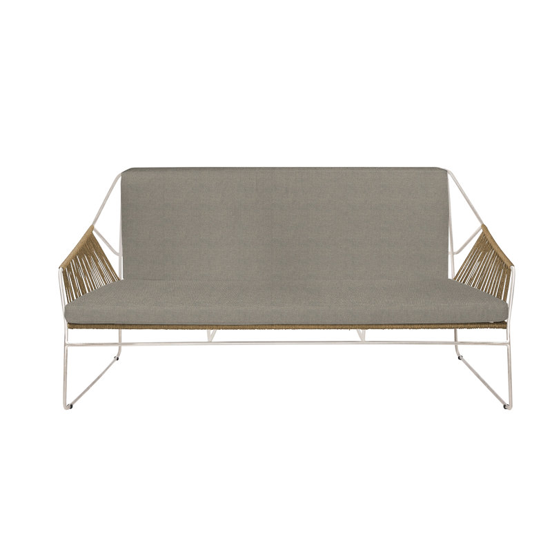 Sandur 61'' Wide Metal Loveseat with Cushions, Clay Rope/Stainless Steel Frame, Lantern Slate