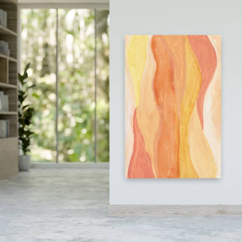 «Warm Organic Flow», impression murale élégante et moderne abstraite, H 60 po x l 40 po