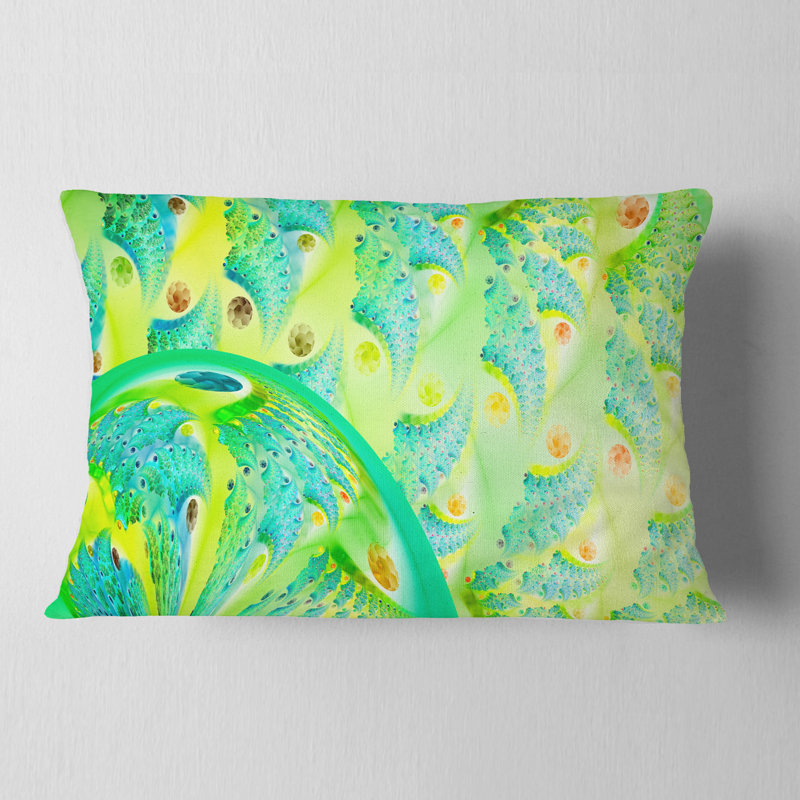 Motif de fleurs vibrantes vert fractal - coussin imprimé abstrait