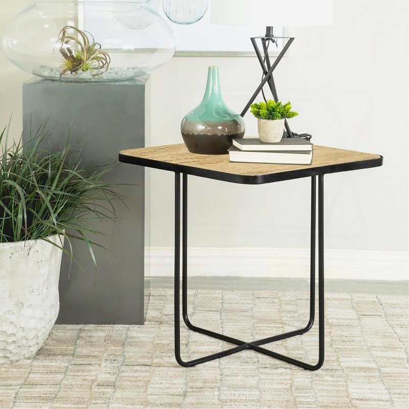 Table d'appoint en travertin et noir