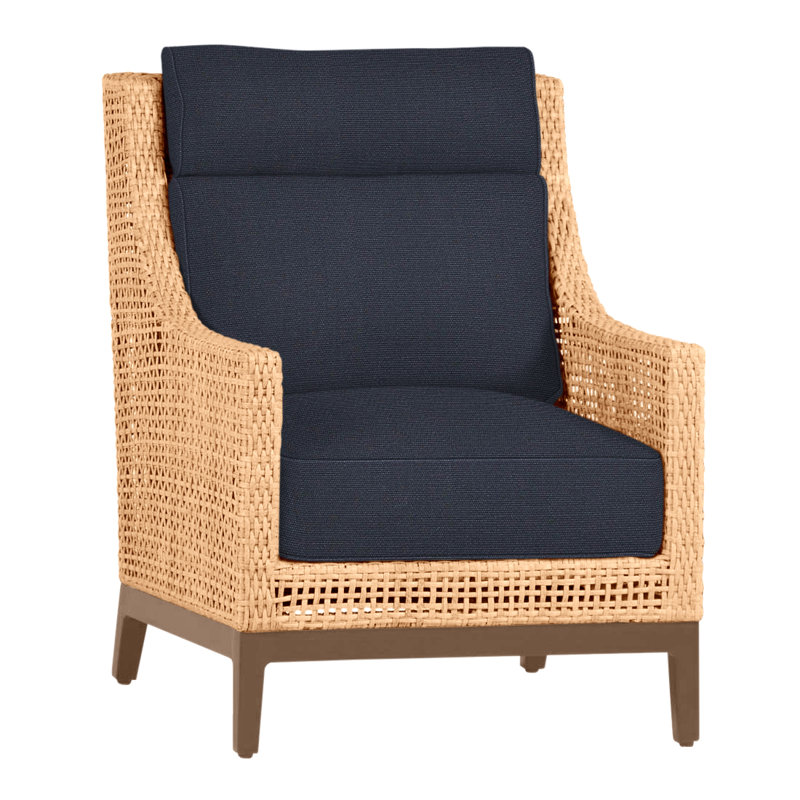 Peninsula Woven Lounge Light Raffia/Sandalwood, No welt + Standard fill, Light Raffia/Natural Sandalwood, Linen Navy