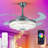 42-inch Stylish Colorful Bluetooth Crystal Fan Light | Remote Control + App Smart Music Control Function