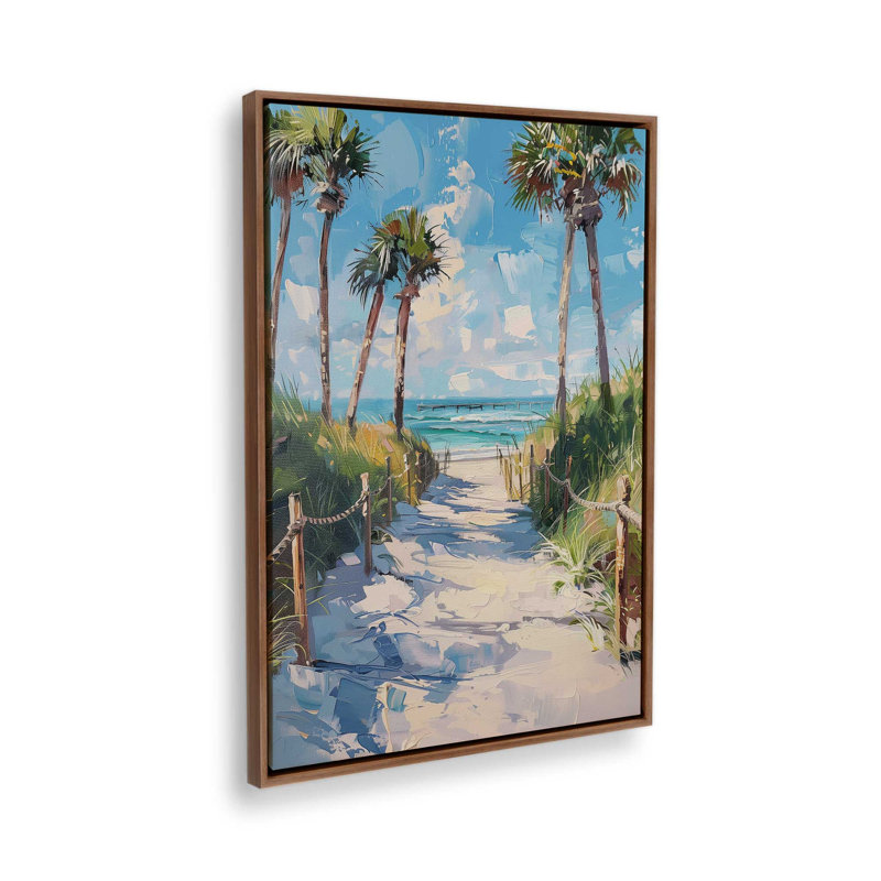 Reproduction d'art sur toile Oceaniant Trail, 20 po x 30 po, Cadre flottant en noyer