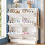 Armoire à chaussures peu encombrante avec 6 tiroirs rabattables, tablette réglable, 3 crochets, conception étroite et moderne, style crème, couleur blanche, - - dispositifs à embout, trous de circulation d'air, rangement double couche coloré, finition,-949553900