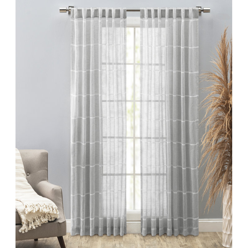 Passe-tringle semi-diaphane avec passe-tringle Lashya Premium, Gris, L 55 po x L 96 po
