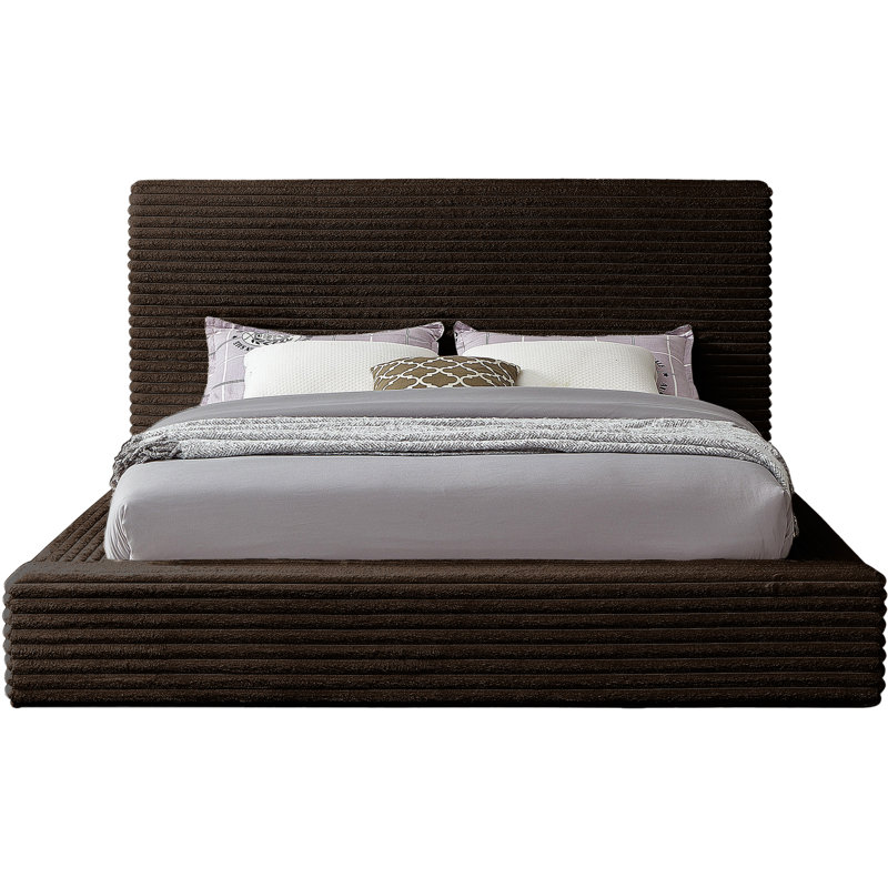 Dexter Corduroy Fabric Bed, King, Brown Corduroy Fabric