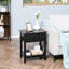 2 tables d'appoint noires avec tiroir et rangement, table de bout moderne pour le salon,