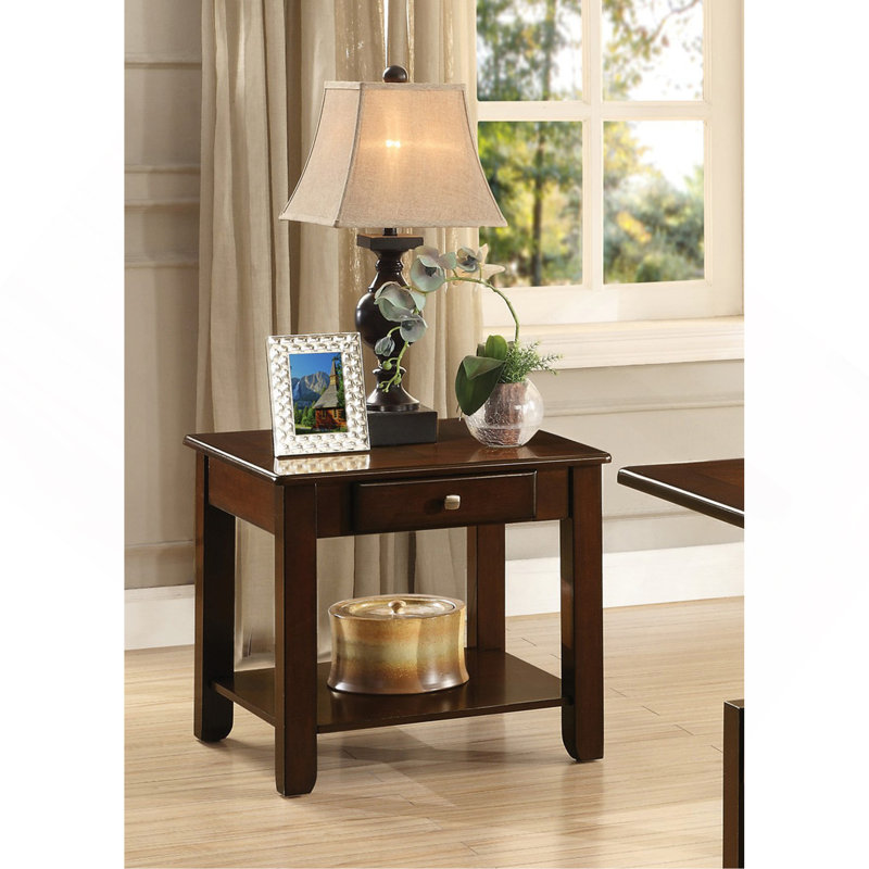 Table de bout contemporaine avec tiroir et tablette 1 pièce