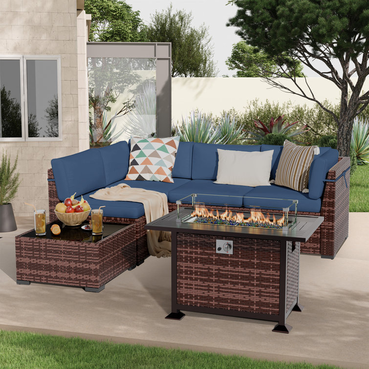 4- Person Rattan Sectional Conversation Sets With Cushions