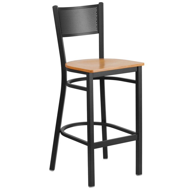 Tabouret de bar en métal Miranda, Naturel, 1