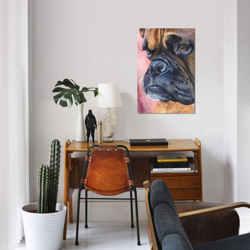 « boxer portrait », impression sur toile, H 40 po x l 26 po x P 1,5 po, Toile tendue, Pas de tapis