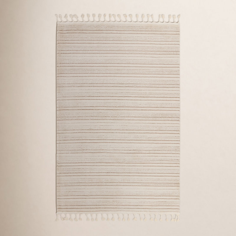 Tapis rayé ivoire / beige Jonie, Rectangle 10 pi x 14 pi