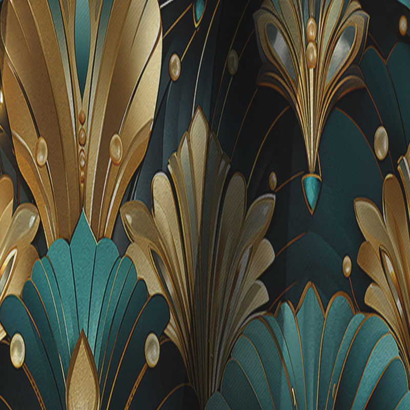 Or riche et émeraude - Motif glamour art déco - Rideau damassé - Rideau occultant - 1 panneau, L 52 po x L 120 po