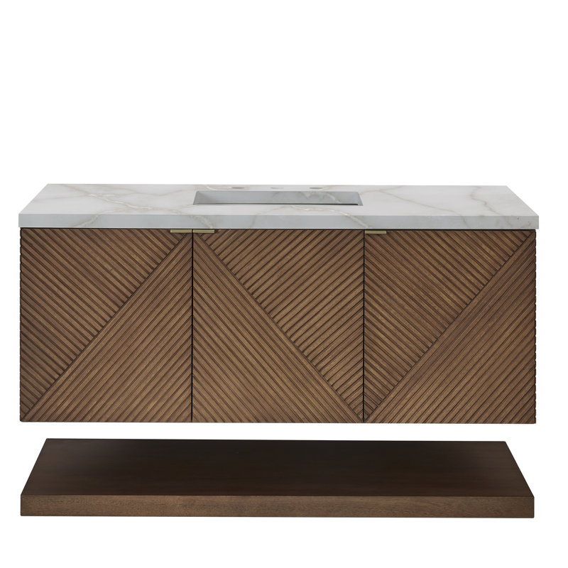 Meuble-lavabo flottant simple 36 po Marcello, Quartz victorien argenté, 8 po, 48"