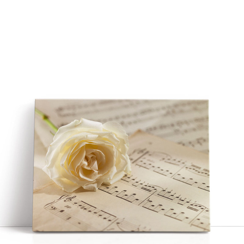 «Rose on a Musical Notes», reproduction d'art sur toile, H 45 po x l 60 po