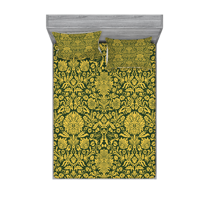 Microfiber Paisley Sheet Set, Queen Sheet Set with Fitted Sheet, Floral