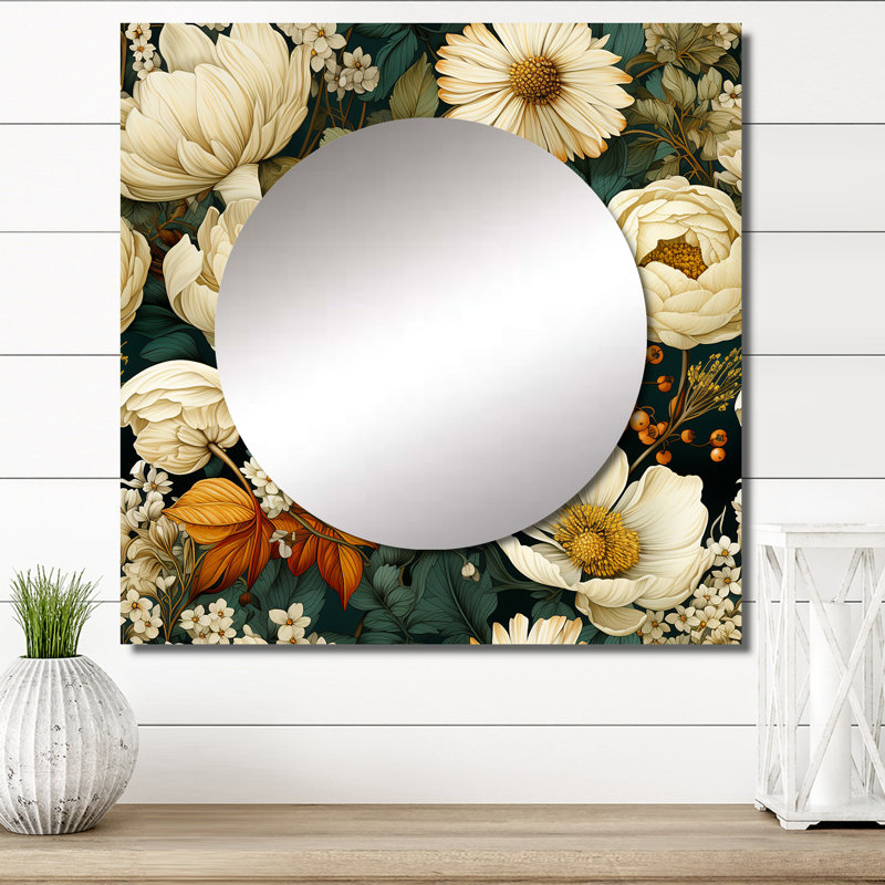 Miroir carré en aluminium Earthy Greens, 23 po x 23 po