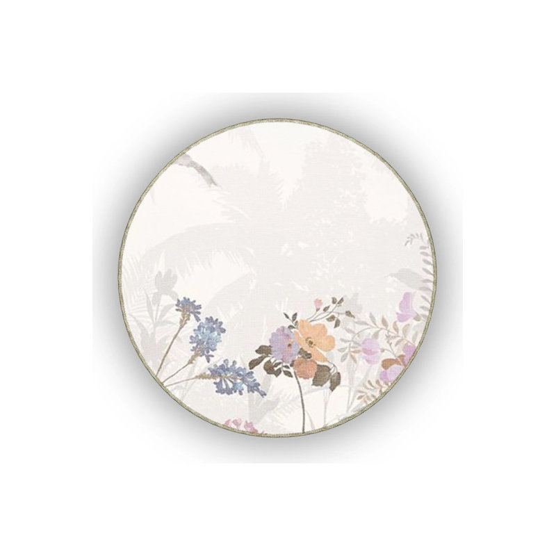 Beige Tone Spring Themed Birds And Flowers Patterned Creative Modern Decorative Carpet, Rectangle 2'4" x 4'