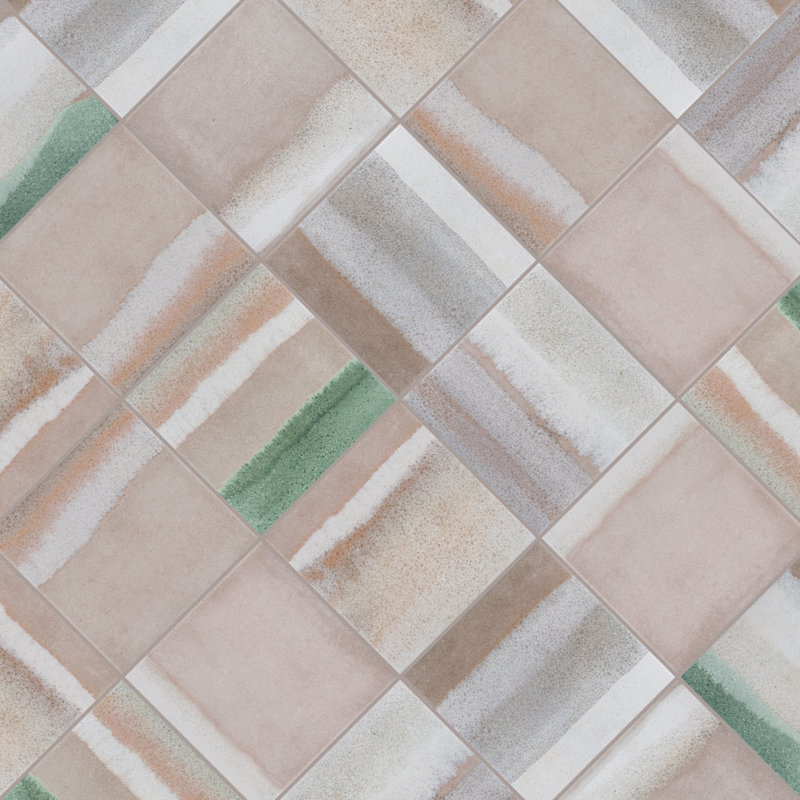 Matter Canvas 6" x 6" Porcelain Stone Look Floor and Wall Tile, Taupe/Green