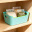 Paquet de 12 bacs de rangement en plastique de 4,5 L, paniers de rangement multi-usage pour le bureau de classe à la maison, contenants empilables pour armoire garde-manger, tablette, bleu pastel, vert, violet, rose sans couvercle