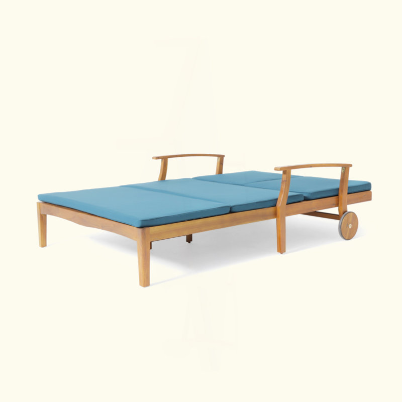 Chaise longue inclinable avec coussins 79,25 po Reisterstown, Bleu