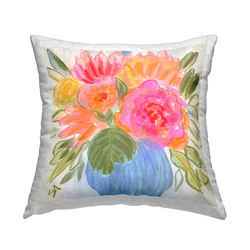 Coussin d'extérieur imprimé Full Blossoms Bouquet par Suzanne Allard