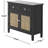 Anaye Wood Handmade 2 Drawers and 2 Door Black Cabinet with Rattan Front