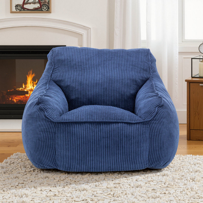 Fauteuil à billes en velours côtelé Compression, Bleu