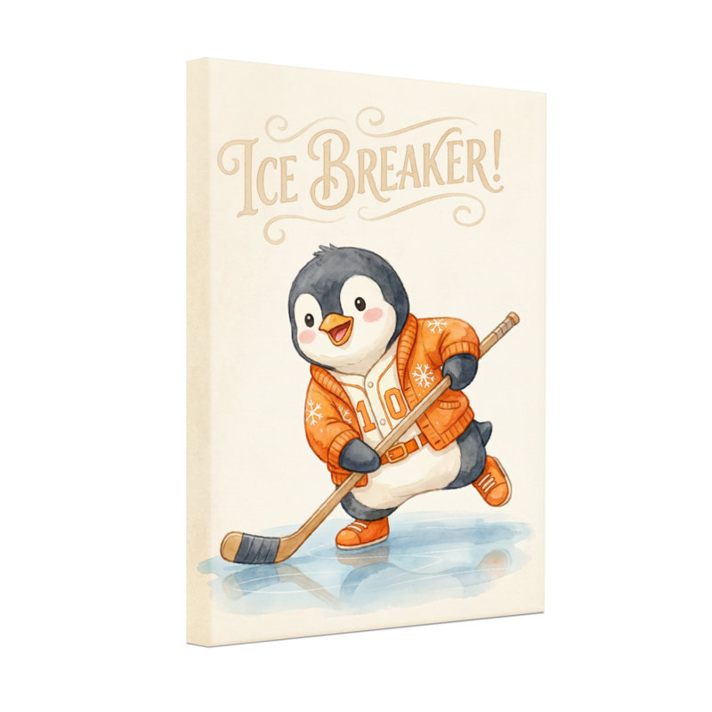 Animaux, pingouin, joueur de hockey, brise-glace, art, H 18 po x l 12 po