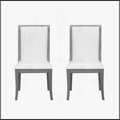 Ensemble de 2 chaises de salle à manger rembourrées à finition chêne gris - Élégantes chaises d'appoint traditionnelles en tissu avec lignes courbes
