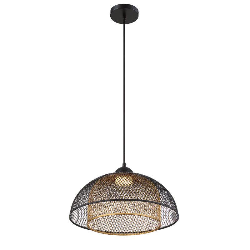 Luminaire suspendu à DEL intégré de 16 pouces Kenmore, finition noir mat et or