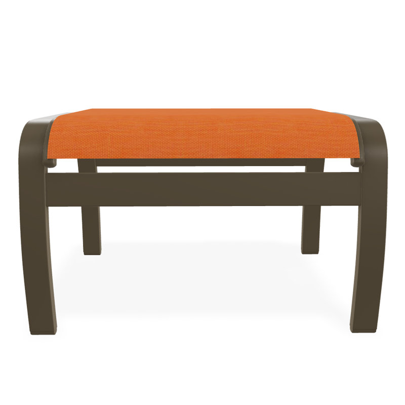 Repose-pieds d'extérieur avec coussin Askar, Bois de plage texturé, Toile Sunbrella® tangerine