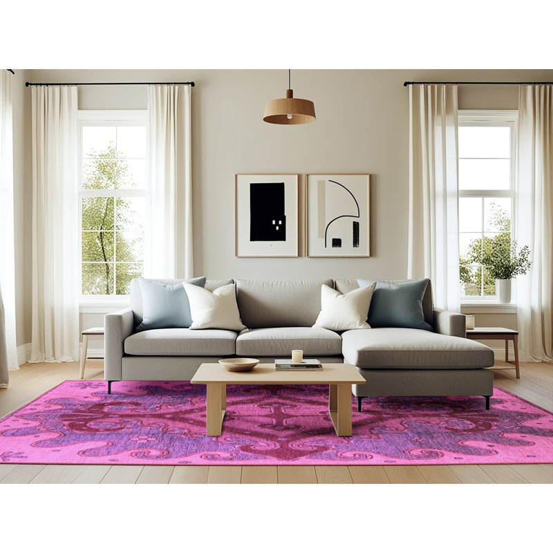 Tapis mauve Mid-Century 1241, Rectangle 6 pi x 9 pi
