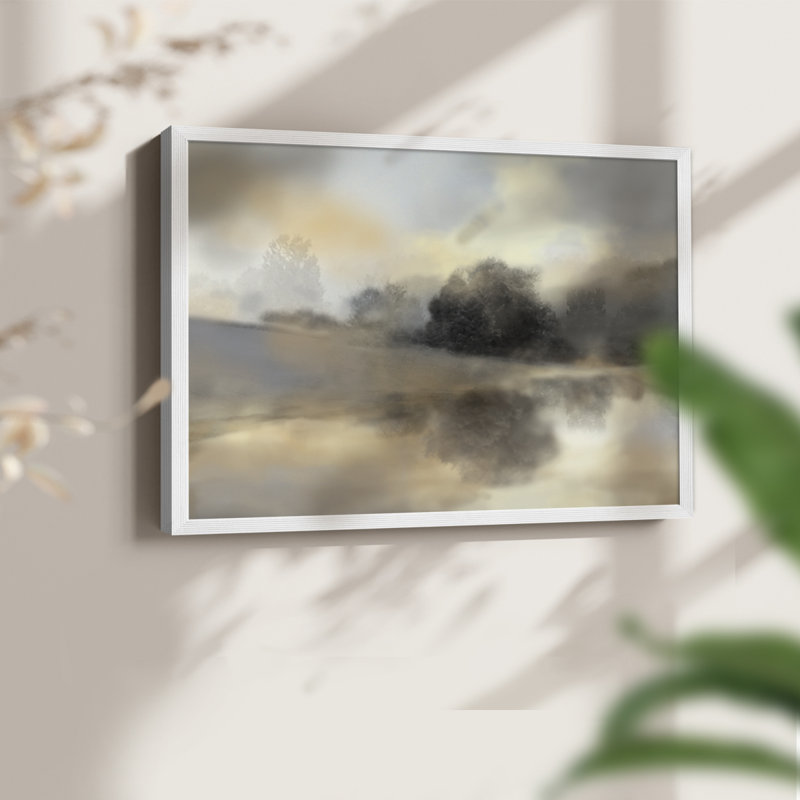 Misty Pond -Framed Print - Restickable, H 22 po x l 28 po, Blanc