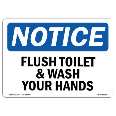 Flush Toilet and Wash Your Hands Sign