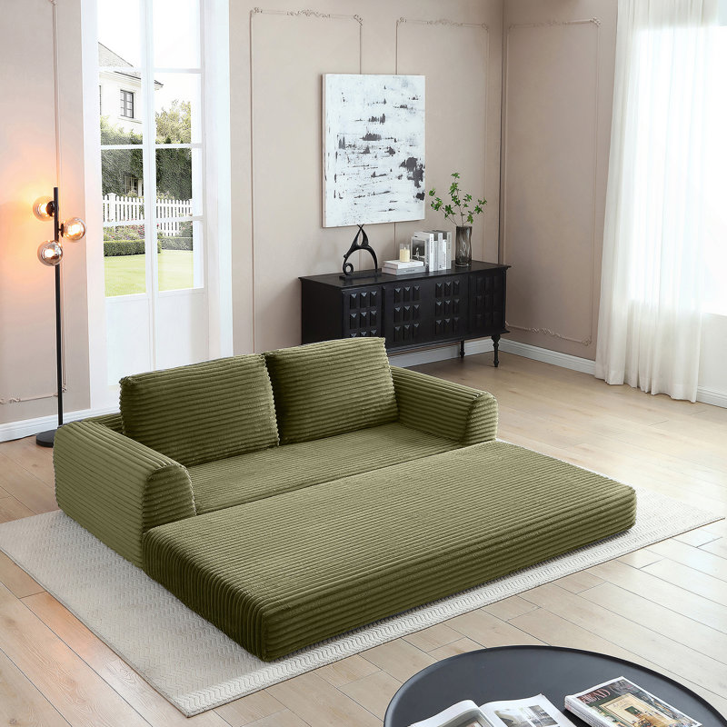 Canapé-lit pliant Boneless 2-en-1 avec mécanisme coulissant et conception modulaire pour les espaces de vie modernes., Green