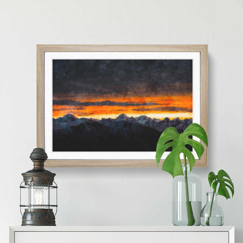 Monte Due Mani Mountain - Picture Frame Painting Print, Oak Framed, 62cm H x 87cm W x 2cm D